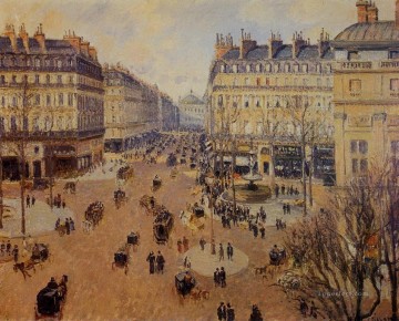  1898 Painting - place du theatre francais afternoon sun in winter 1898 Camille Pissarro